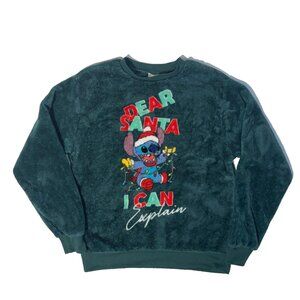 Disney Lilo & Stitch Dear Santa I Can Explain Christmas Sweatshirt Fleece - L